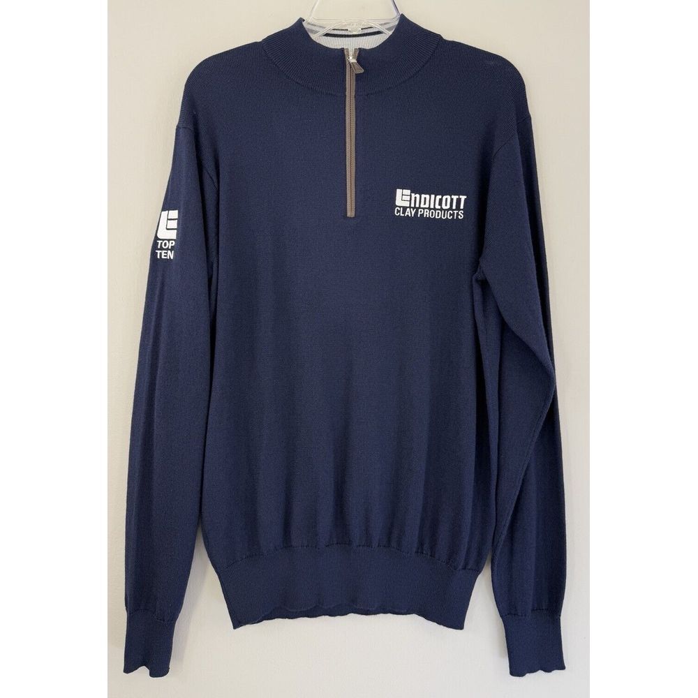 Peter Millar 1/4 Zip Pullover Sweater Men's Medium Merino Wool Silk‎ Nylon